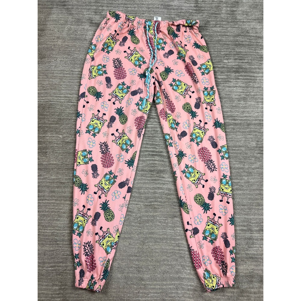 Nickelodeon Pajama Pants Womens Small Pink Spongebob Squarepants Jogger AOP